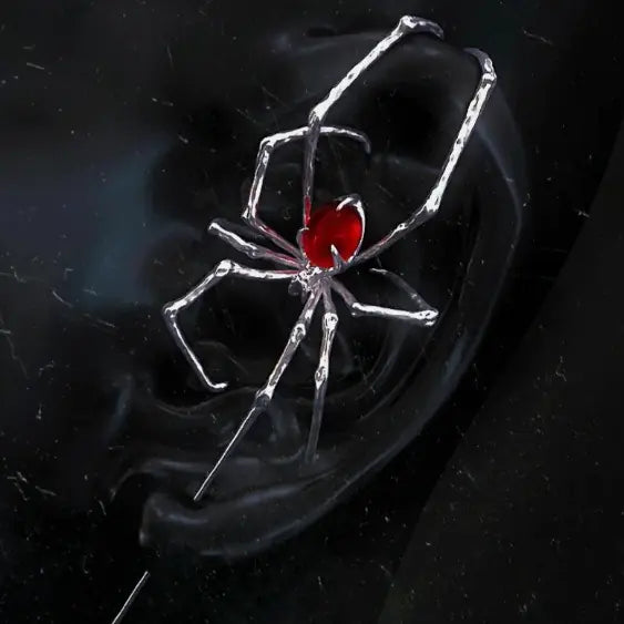 Crimson Spider Ear Ring