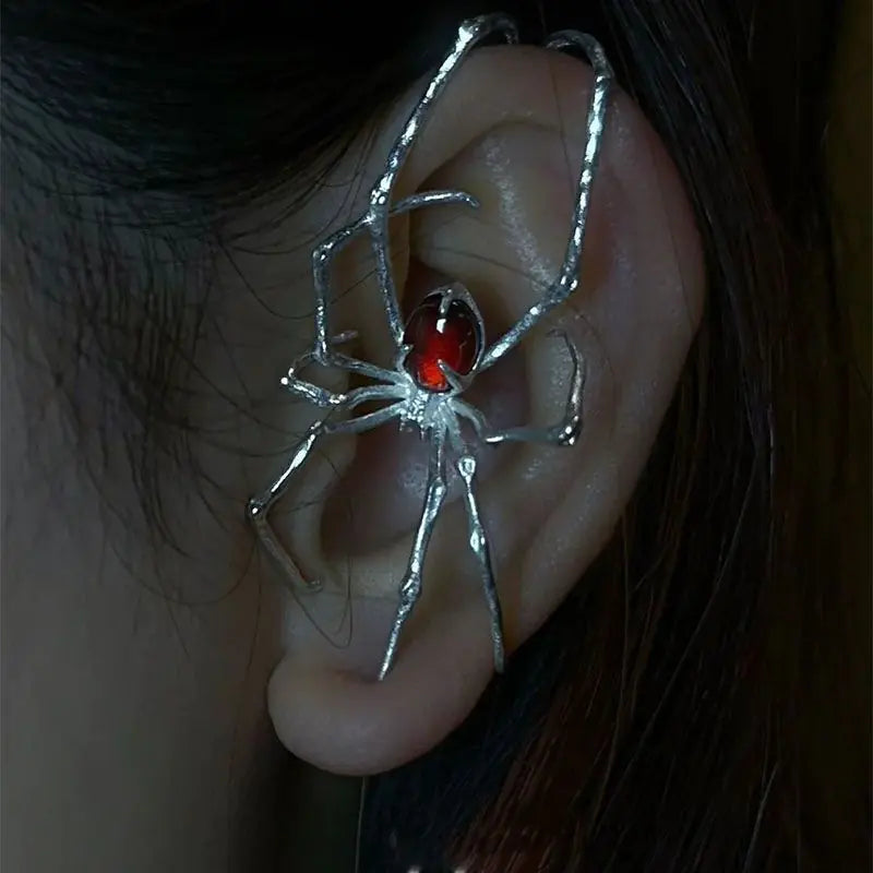 Crimson Spider Ear Ring